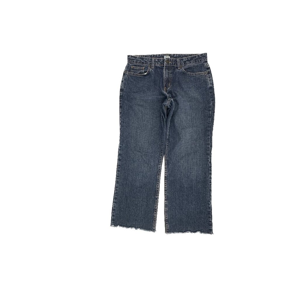 Bass‎ Relaxed Straight Raw Hem Women's size 8 Dark Blue Denim jeans